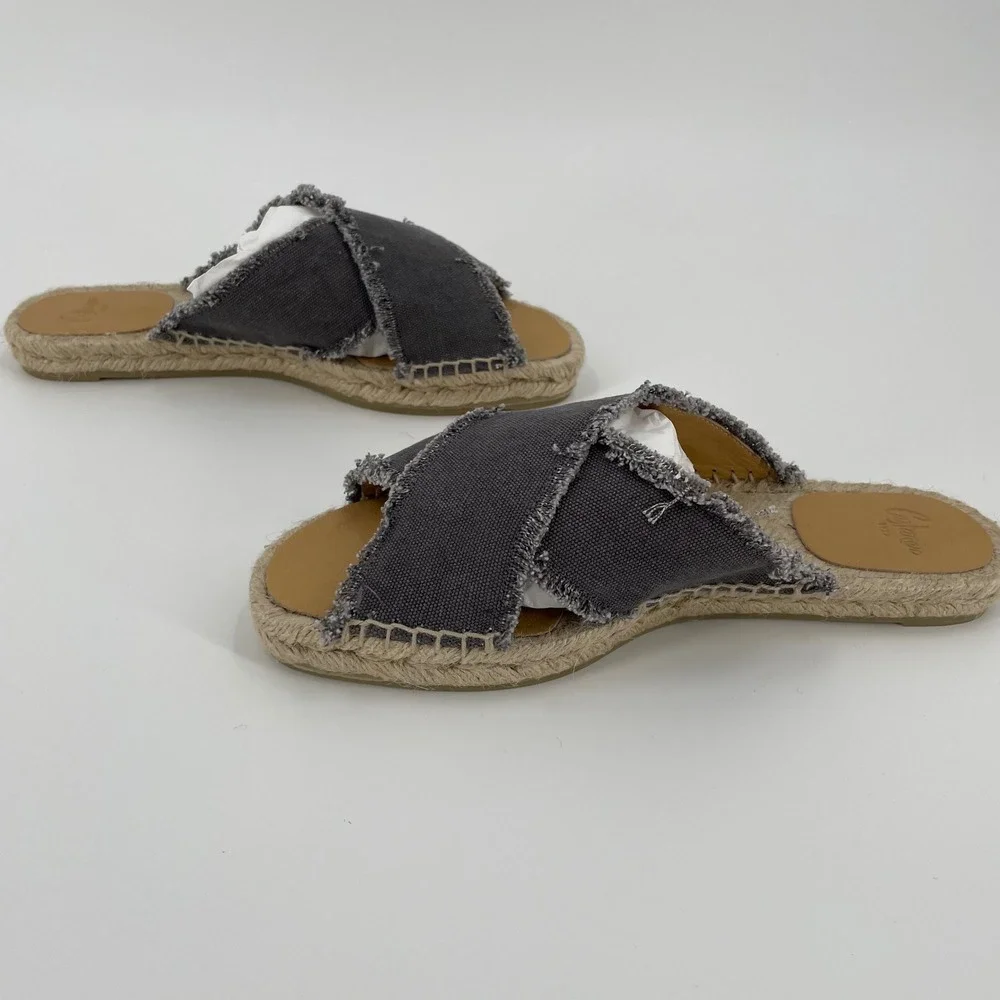 Castaner Palmera‎ Espadrille Sandals Charcoal Gray Frayed Canvas Size 38 US 7.5